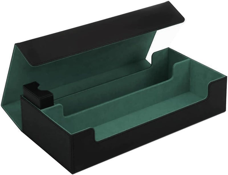Scimi Card Case Holds 800+ Sleeved Cards - MTG, Uno, YuGiOh & More - TCG Deck Box with Strong Magnet Closure (Black/Green) - Image 4